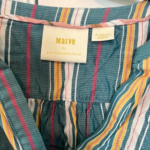Anthropologie Maeve Striped Brenda Peasant Balloon Sleeve Blouse - Picture 4 of 13